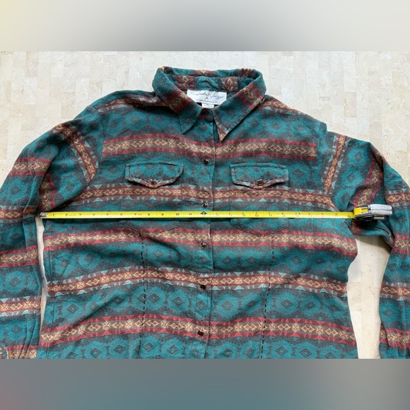 Vintage Tasha Polizzi for Saddleblanket Southwestern Stripe Pearl Snap Shirt XL - Picture 4 of 9